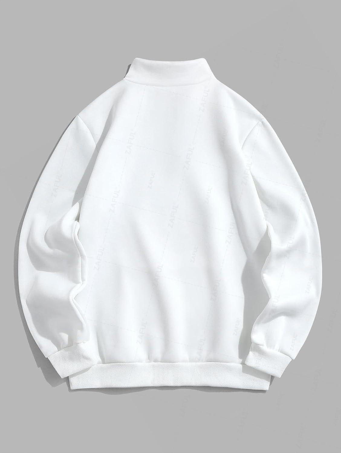 Men's Letters Embroidered Raglan Sleeve Quarter Zip Fleece Vintage Pullover Sweatshirt - Image 2