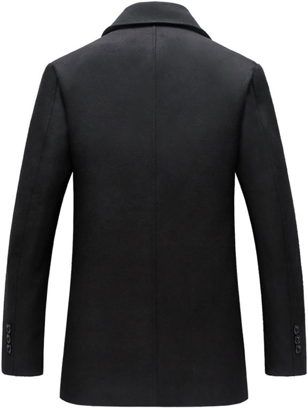 Men's Classic Notched Collar Double Breasted Wool Blend Pea Coat - Image 2