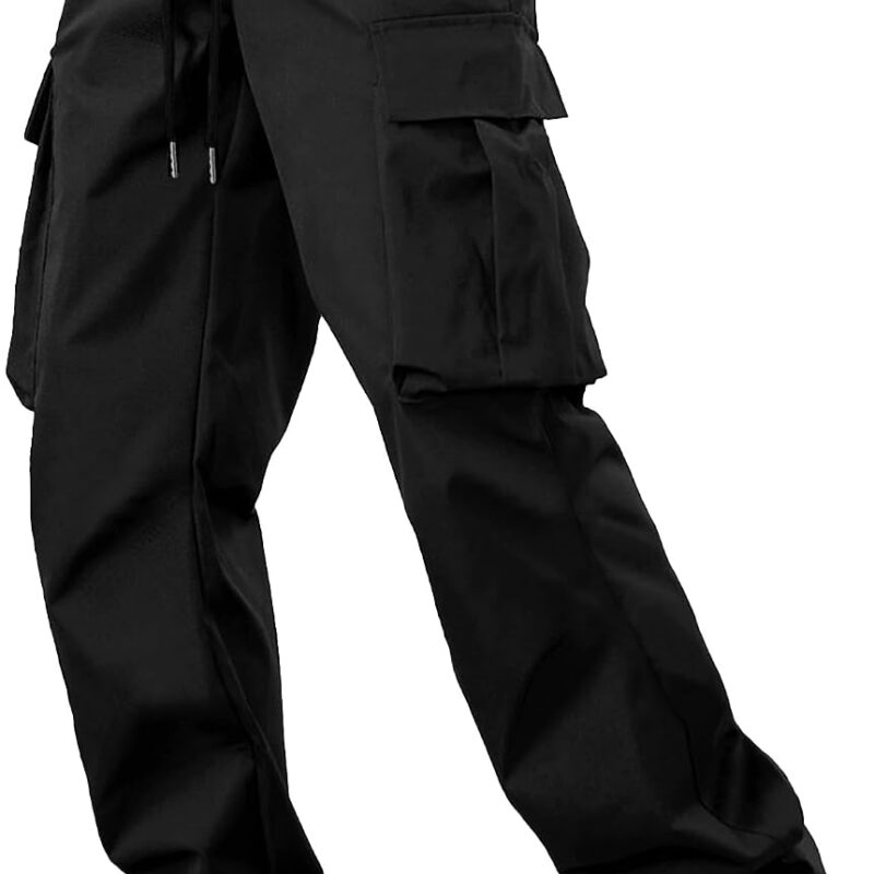 Men's Casual Cargo Pants Workout Joggers Stretch Sweatpants Hiking Drawstring Tactical Pants with Multi Pockets