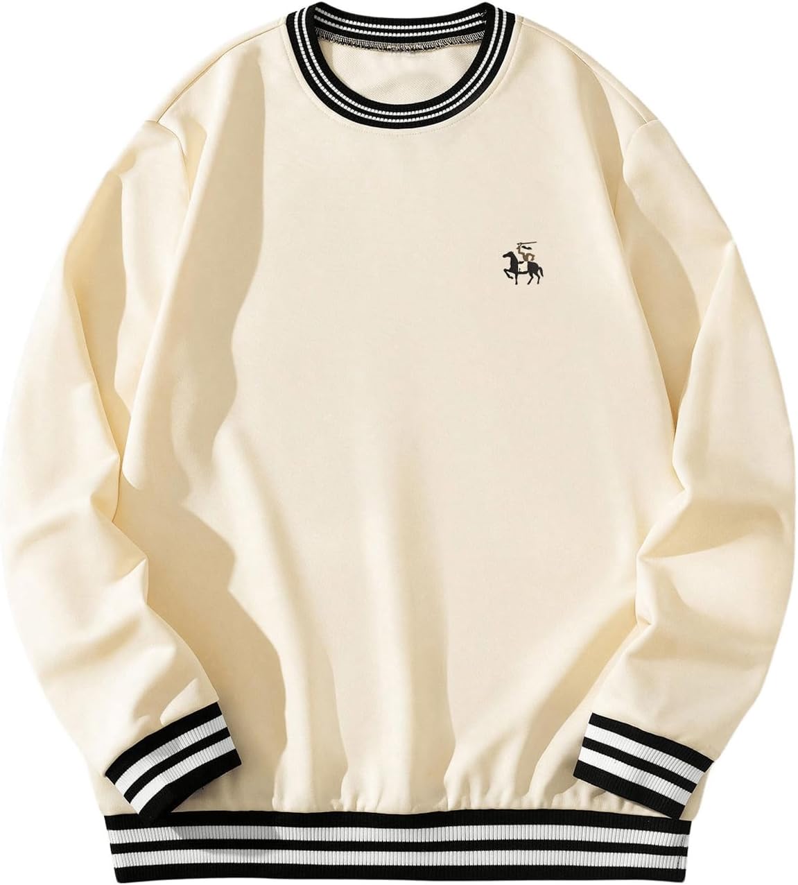 Men's Striped Contrast Binding Crew Neck Long Sleeve Sweatshirt Pullovers