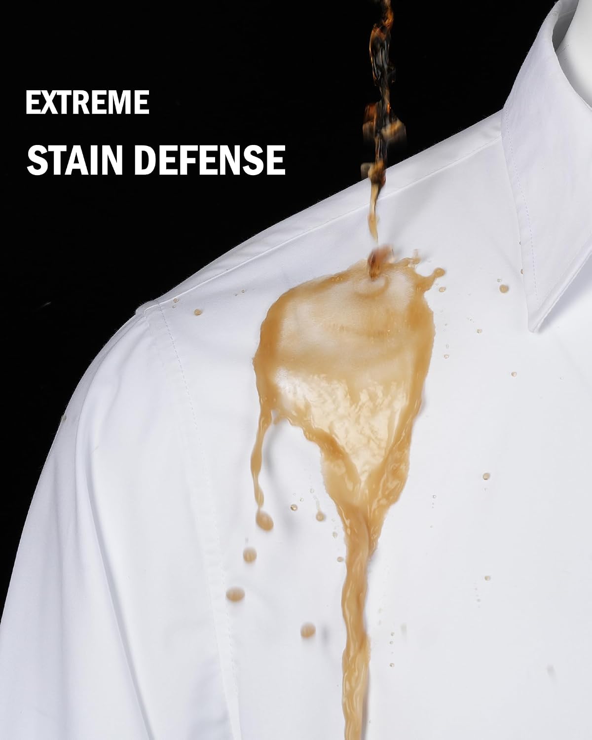 Men's Short Dress Shirts Stretch Stain Shield Casual Button Down Shirts Solid Formal Shirt - Image 2