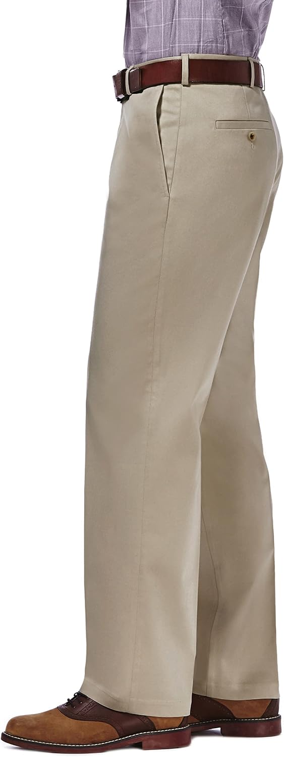 Men's Premium No Iron Khaki Classic Fit Expandable Waist Flat Front Pant - Image 2