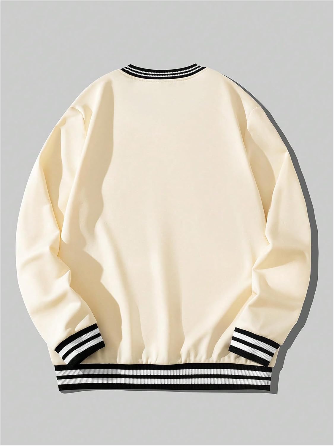 Men's Striped Contrast Binding Crew Neck Long Sleeve Sweatshirt Pullovers - Image 2