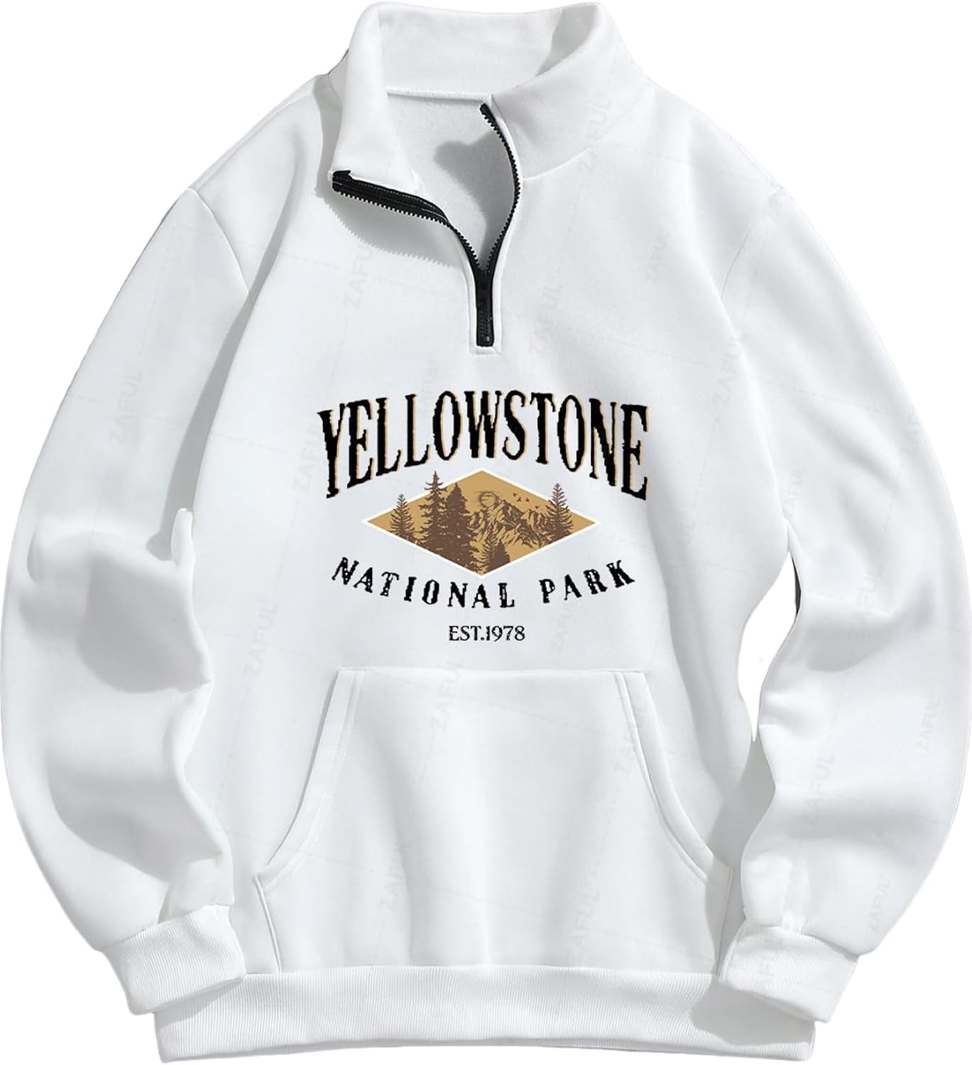 Men's Letters Embroidered Raglan Sleeve Quarter Zip Fleece Vintage Pullover Sweatshirt