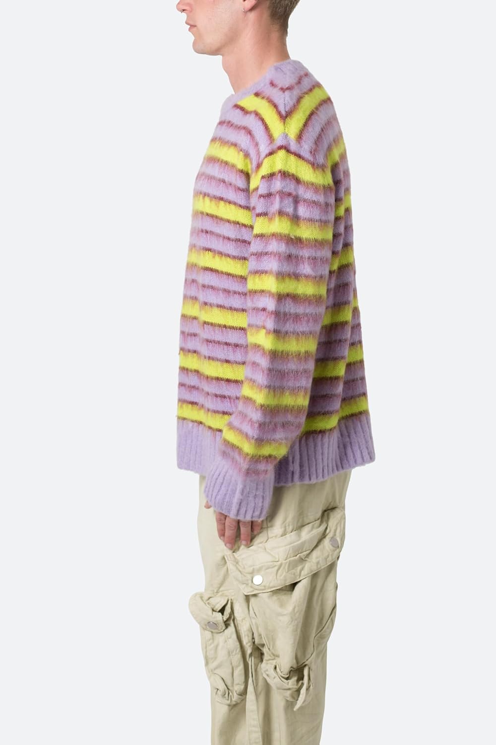 Men Striped Mohair Sweater - Image 2
