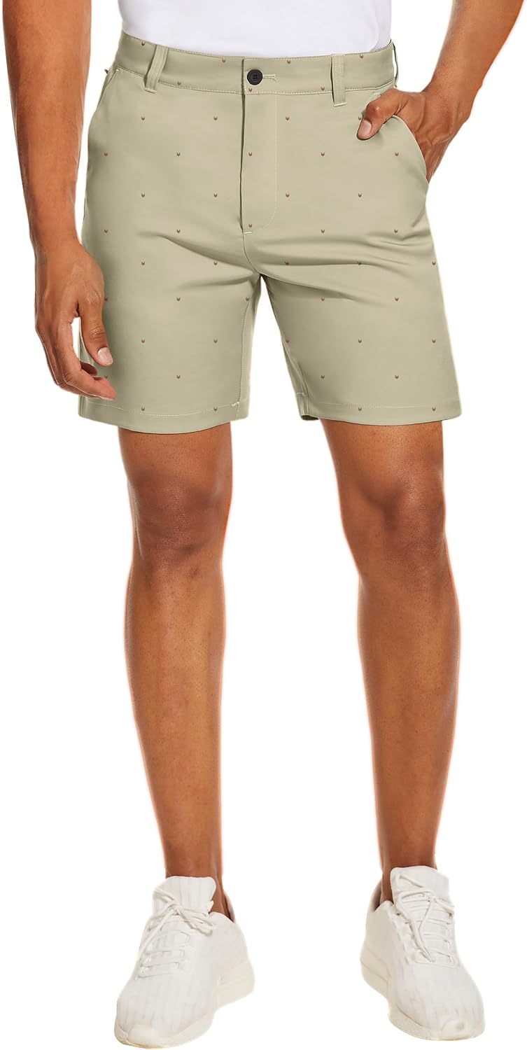 Men's Golf Dress Shorts Flat Front Hybrid 7 Inch Lightweight Quick Dry Chino Casual with Pockets - Image 2