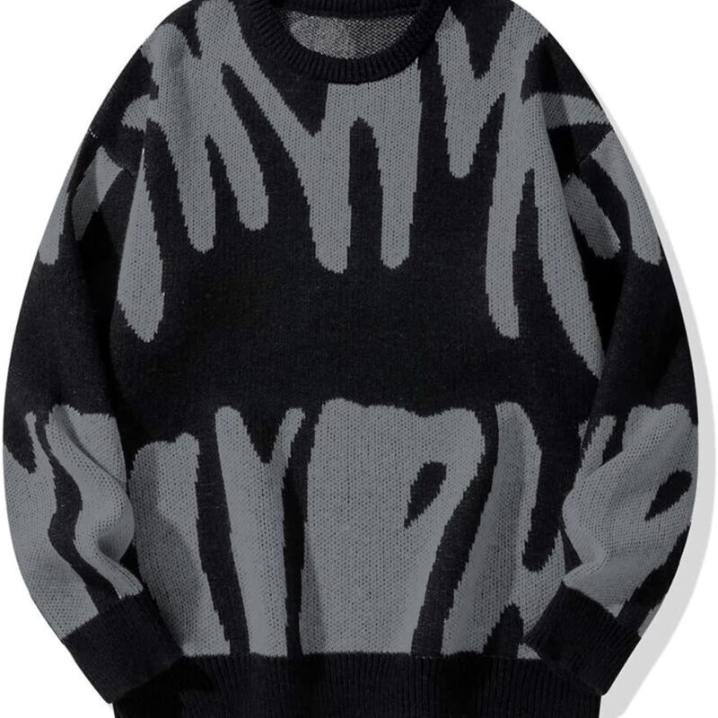 Men  Sweater Long Sleeve Crewneck  Graphic Color Block Casual Knitted Pullover Sweater