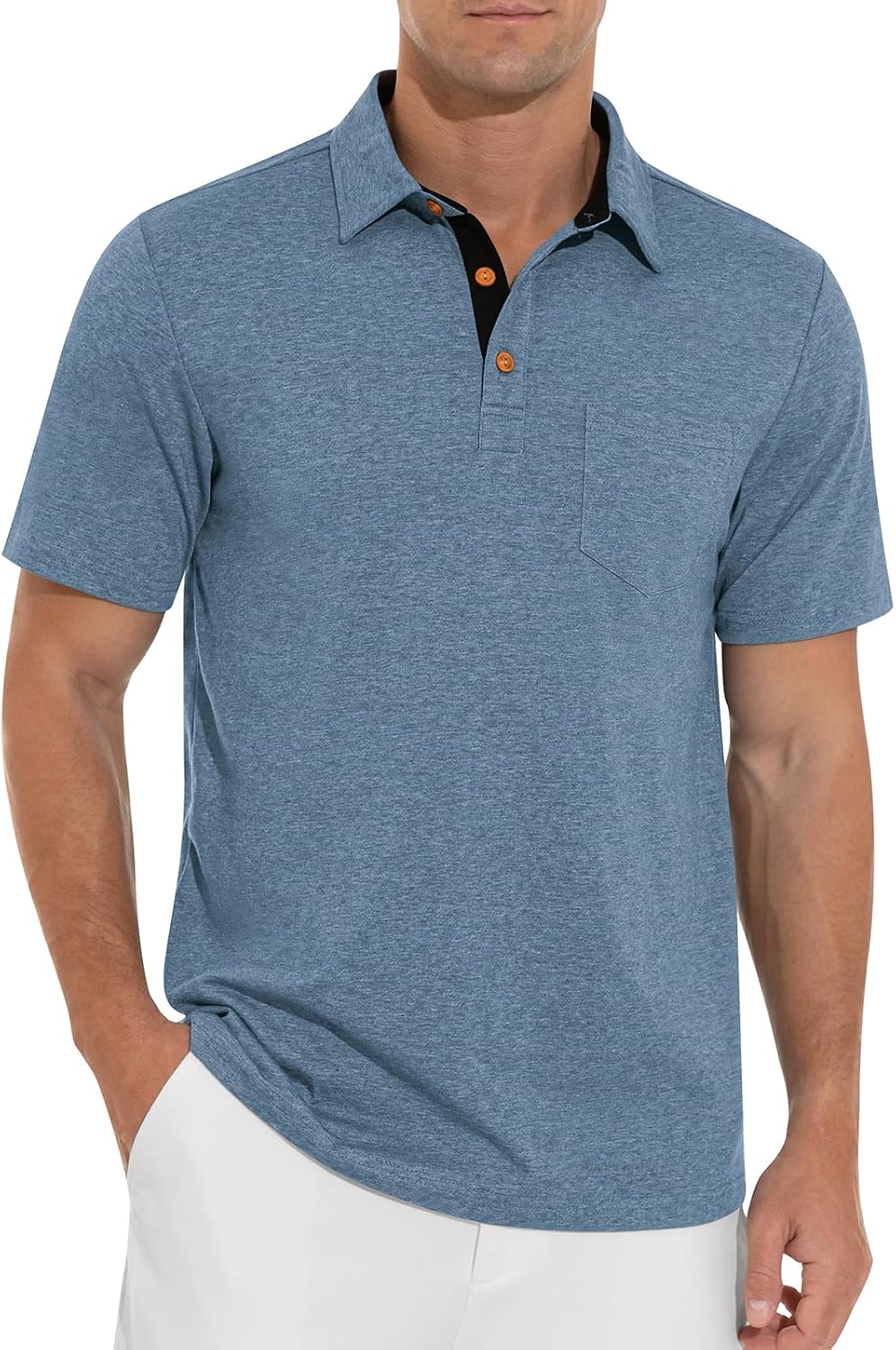 Casual Shirts for Men Short Sleeve Quick Dry Shirts Collared T-Shirt - Image 2