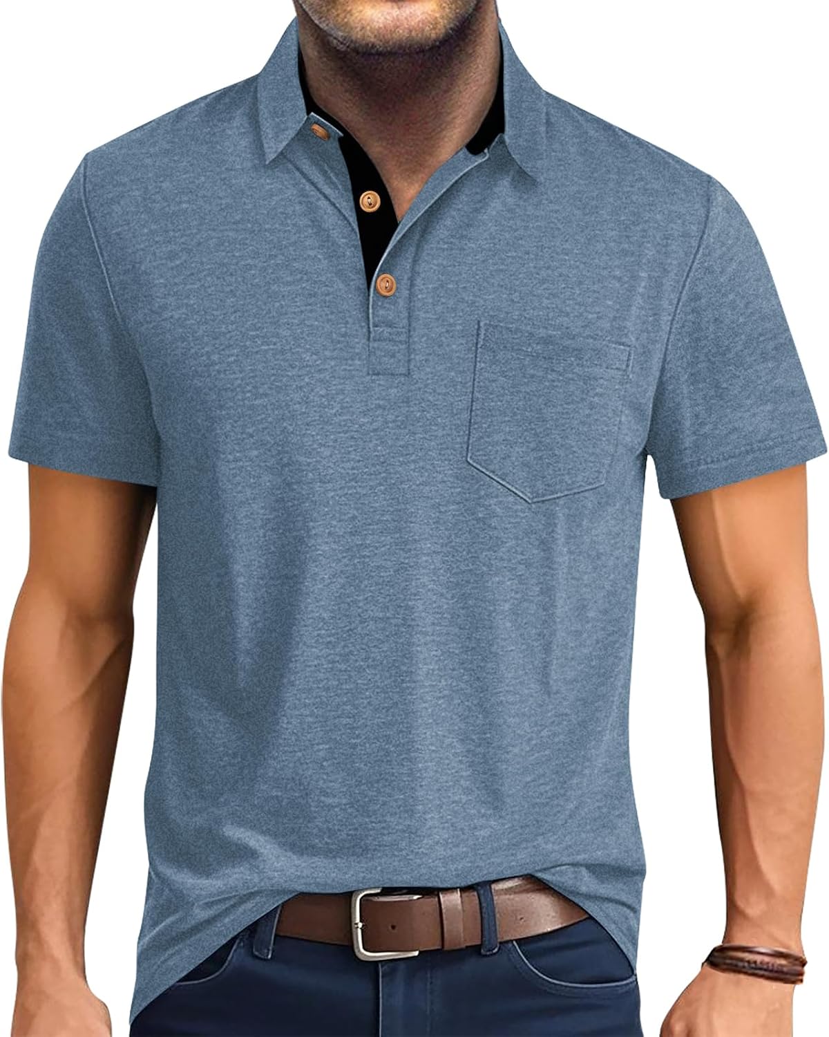 Casual Shirts for Men Short Sleeve Quick Dry Shirts Collared T-Shirt