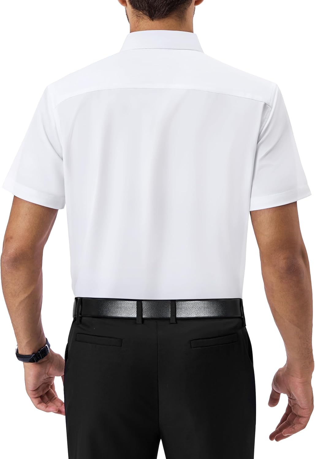 Mens Short Dress Shirts Regular Fit Stretch Wrinkle-Resistant Button Down Shirts - Image 2