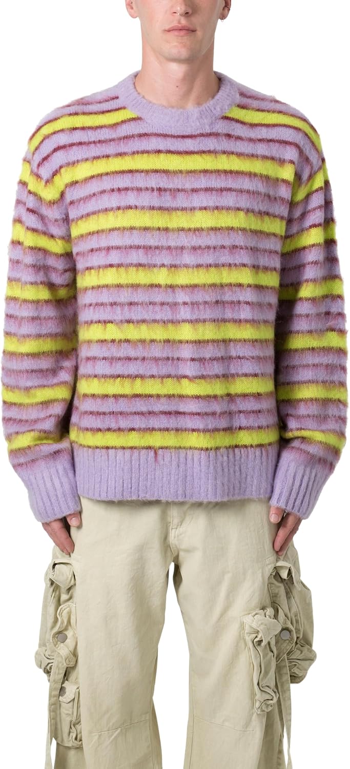 Men Striped Mohair Sweater