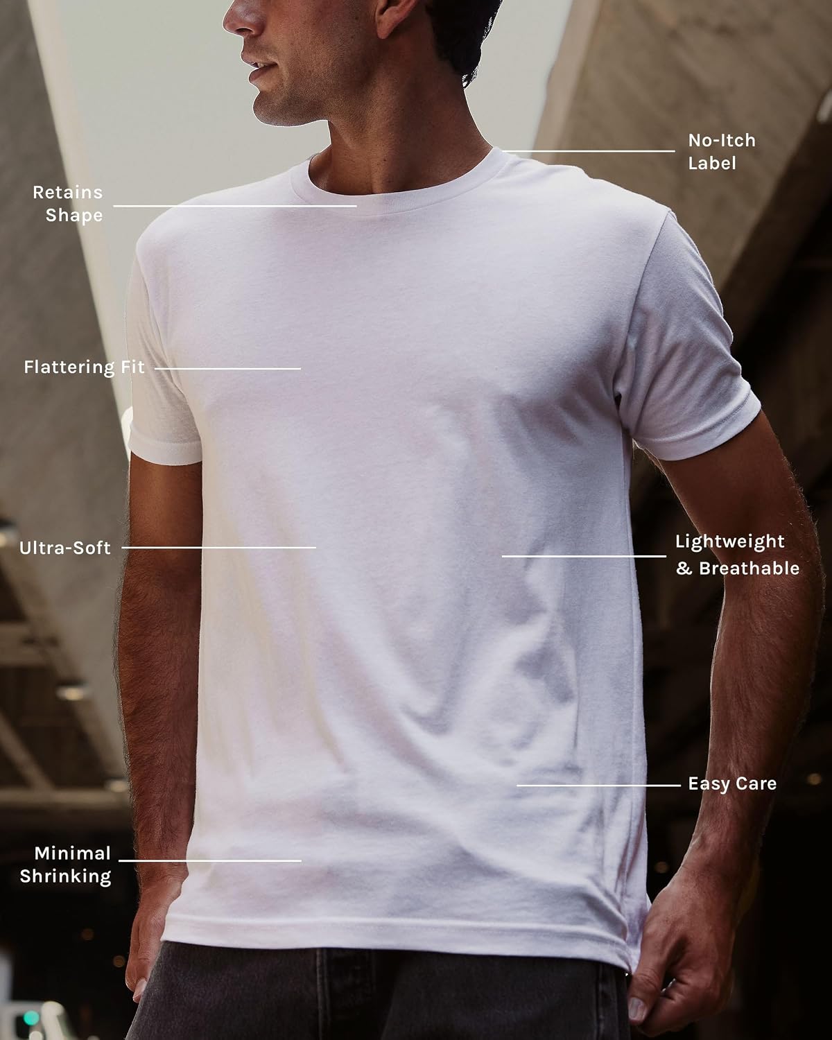 Mens T Shirt - Short Crew Neck Soft Fitted Tees Fresh Classic Tshirts - Image 2