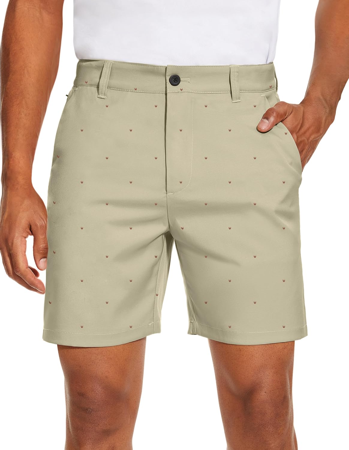 Men's Golf Dress Shorts Flat Front Hybrid 7 Inch Lightweight Quick Dry Chino Casual with Pockets