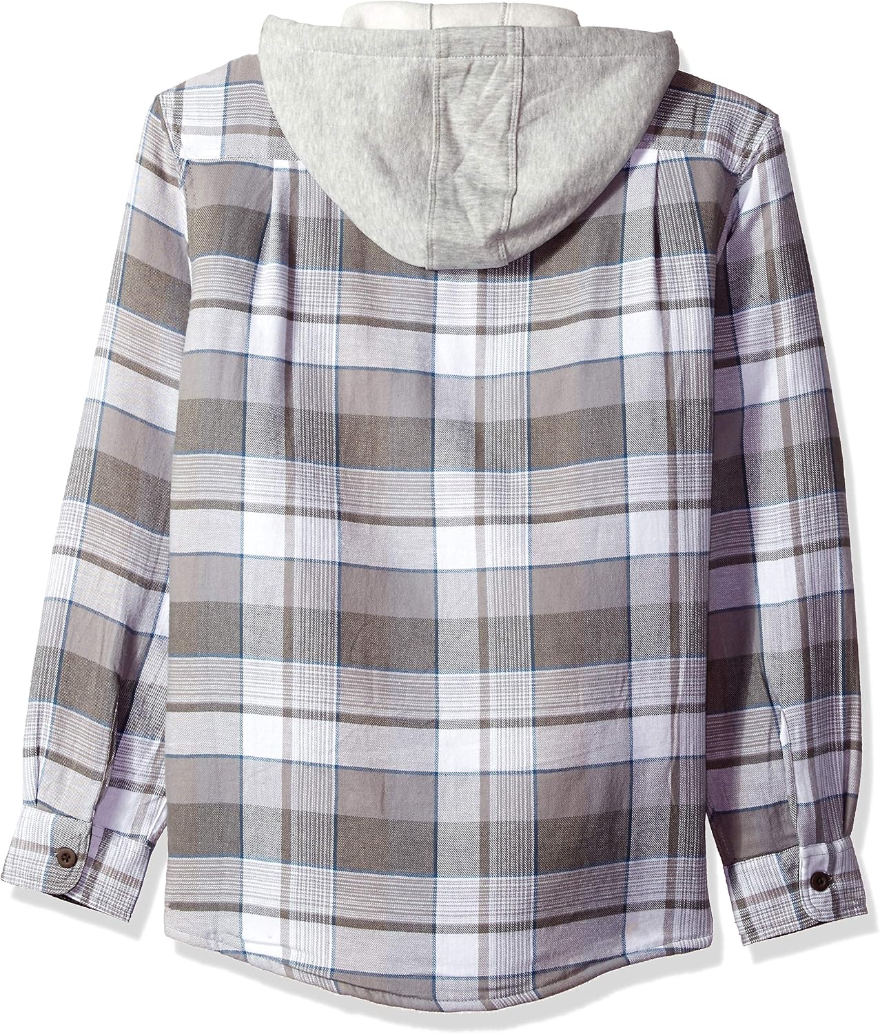 Men's Long Sleeve Quilted Lined Flannel Shirt Jacket with Hood - Image 2